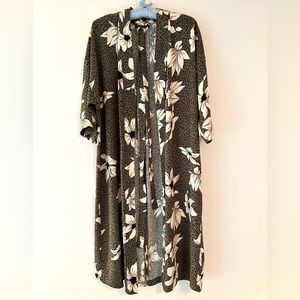 Only Olive Floral Duster Jacket with Tie